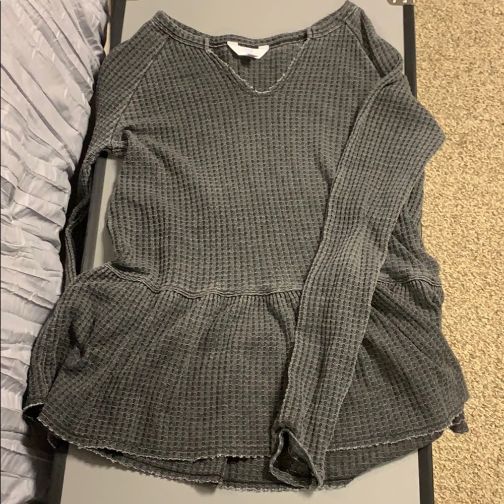 Waffle-knit babydoll long sleeve!